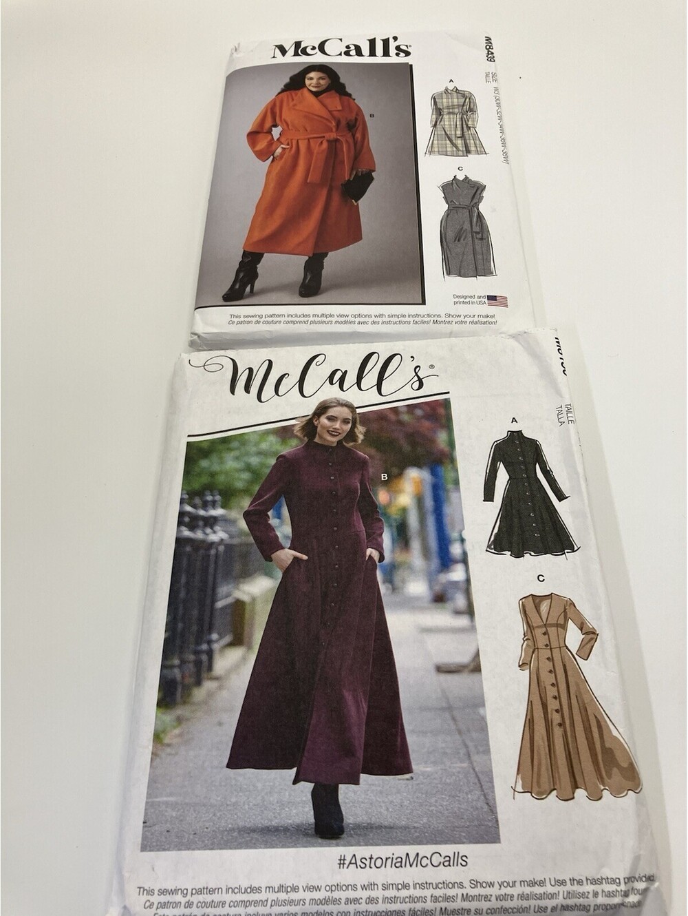 McCalls Sewing Patterns For Women Lot Of 2 Coats New